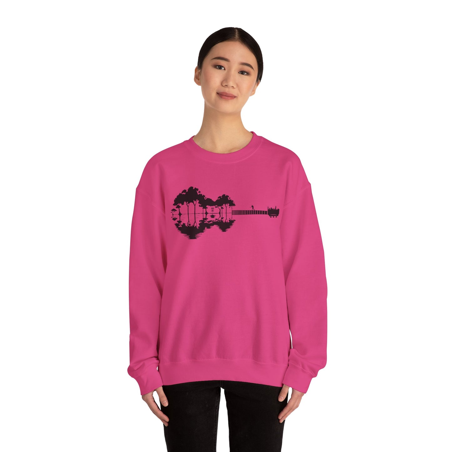 Flyin Colors Unisex Heavy Blend™ Crewneck Sweatshirt With Disc Golf Guitar Image