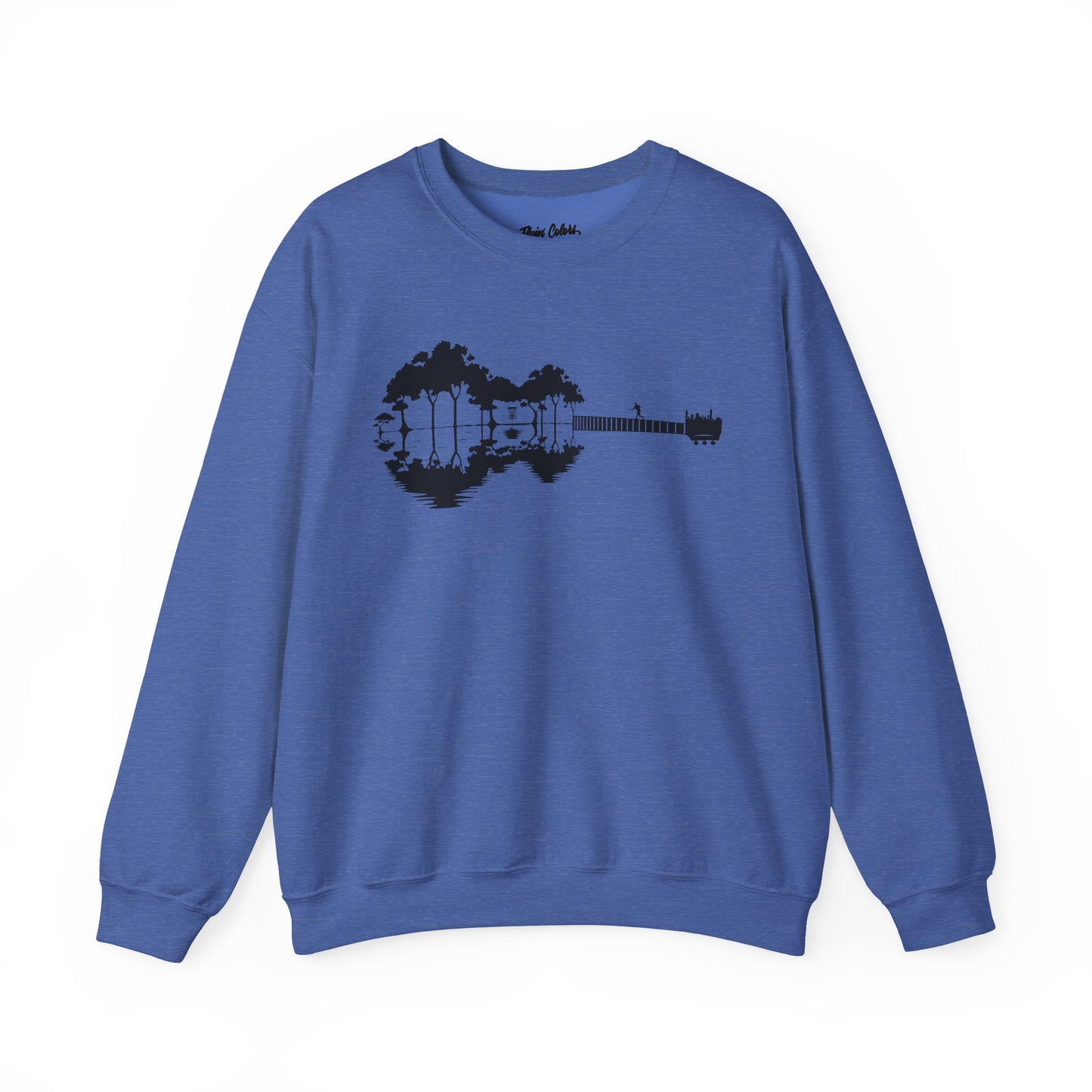 Flyin Colors Unisex Heavy Blend™ Crewneck Sweatshirt With Disc Golf Guitar Image