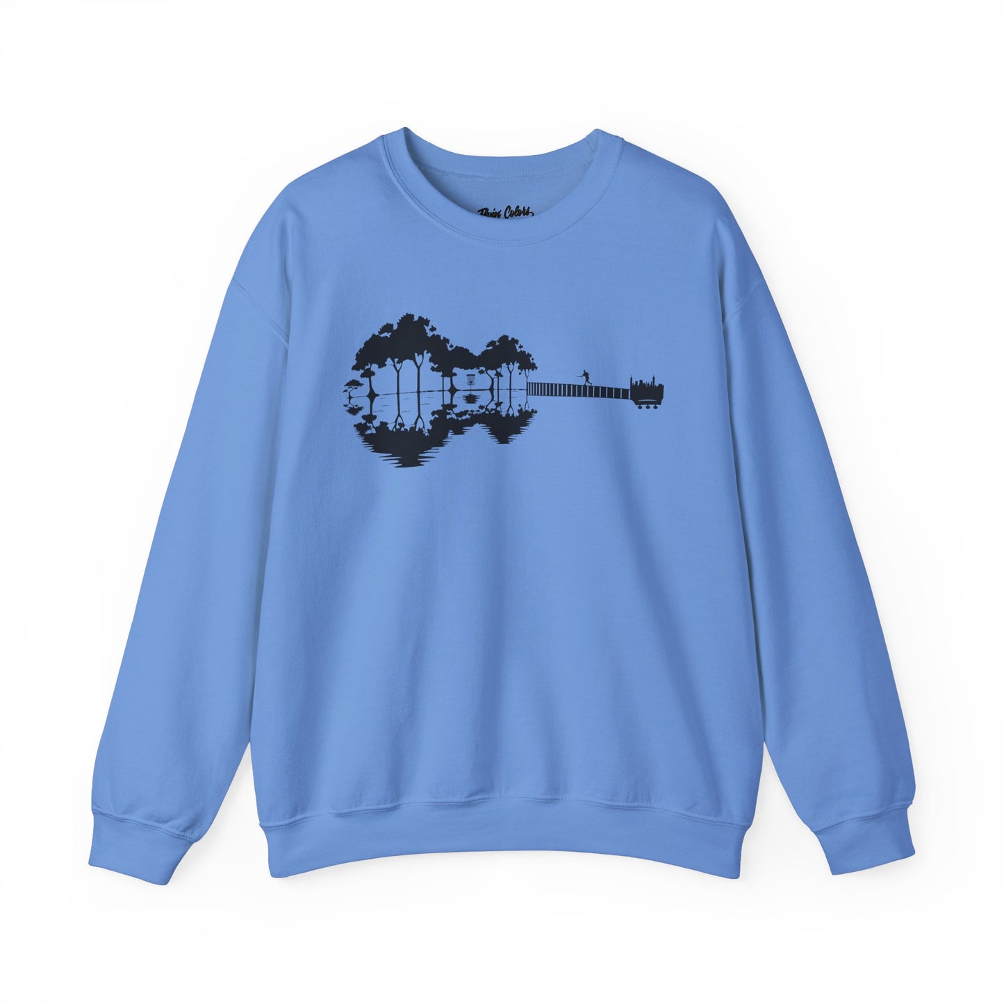 Flyin Colors Unisex Heavy Blend™ Crewneck Sweatshirt With Disc Golf Guitar Image