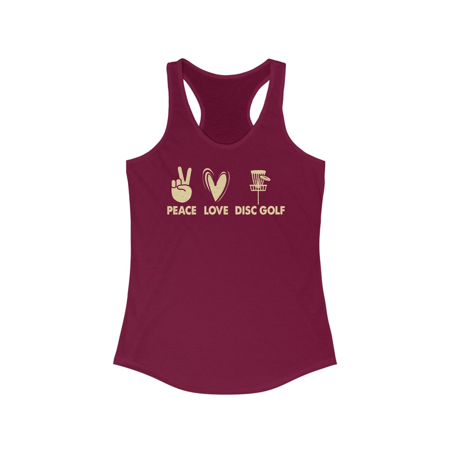 Women's Racerback Tank with Peace Love Disc Golf