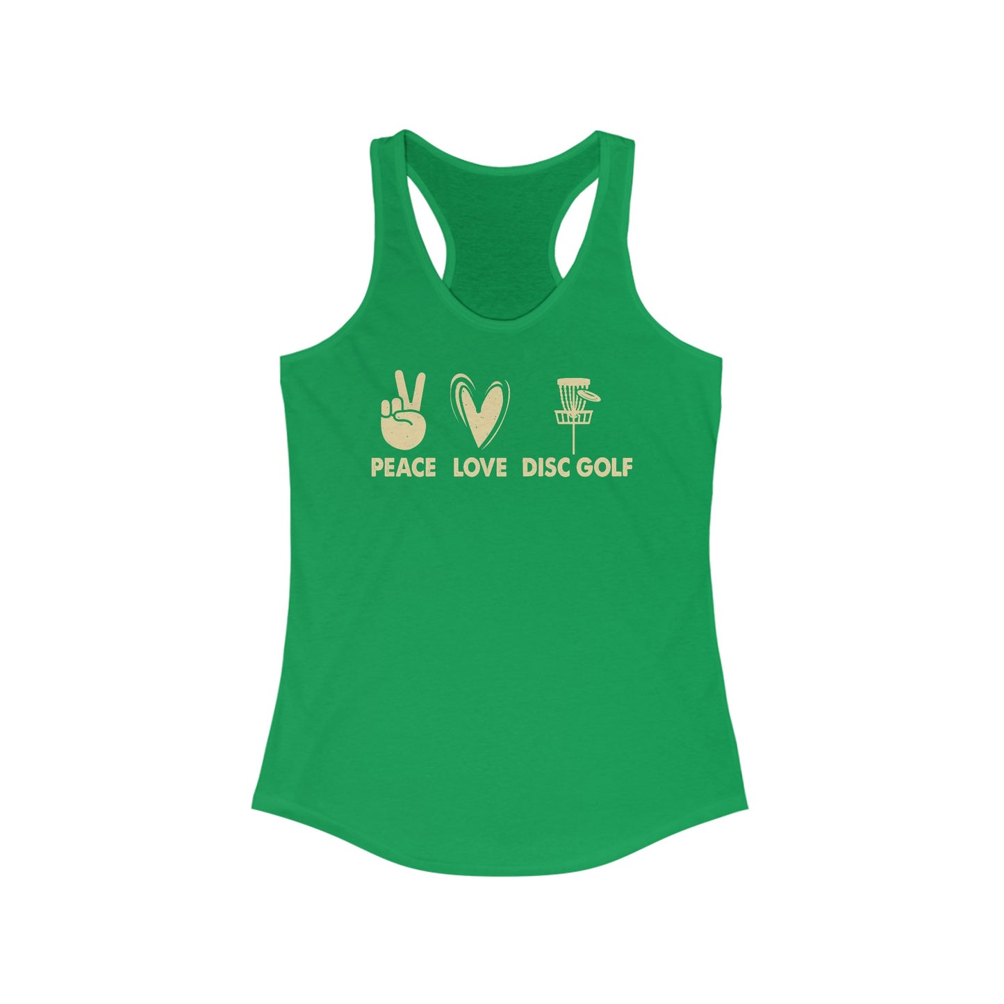 Women's Racerback Tank with Peace Love Disc Golf