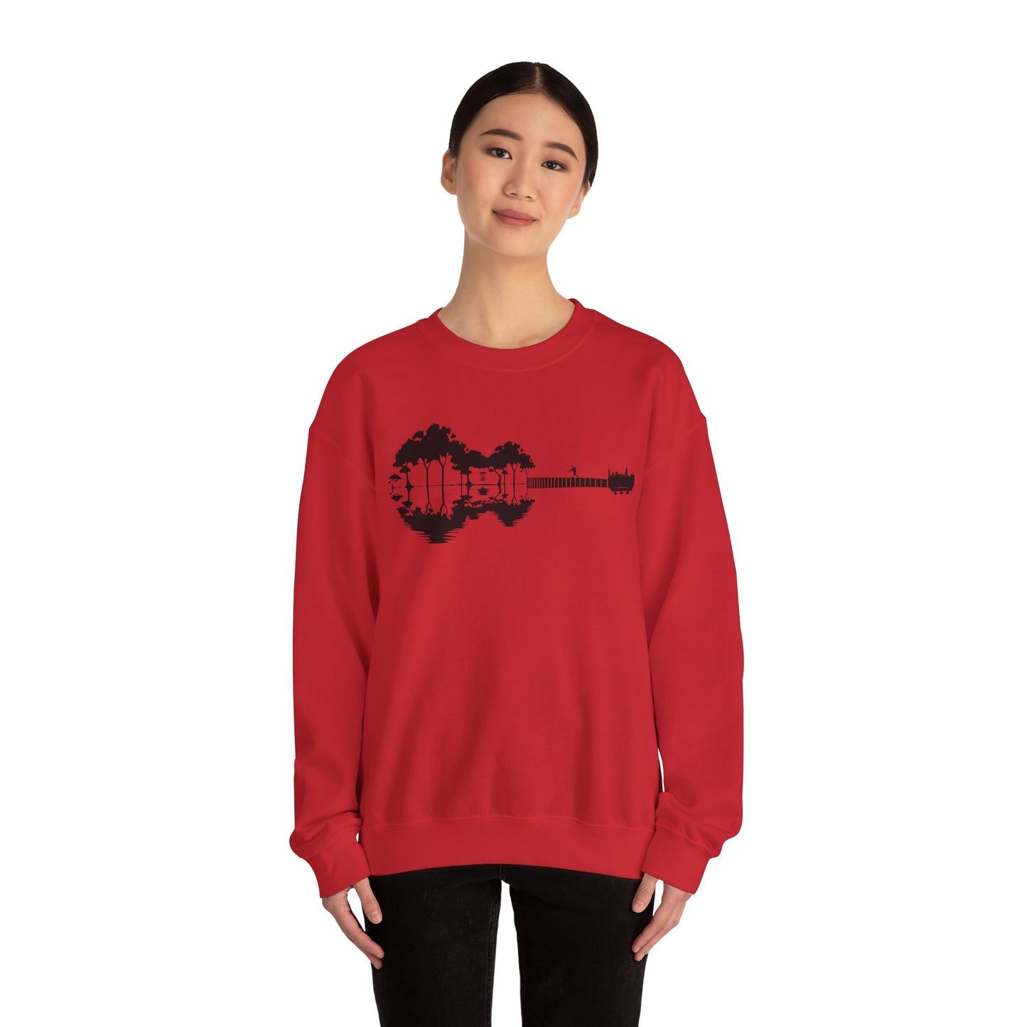 Flyin Colors Unisex Heavy Blend™ Crewneck Sweatshirt With Disc Golf Guitar Image