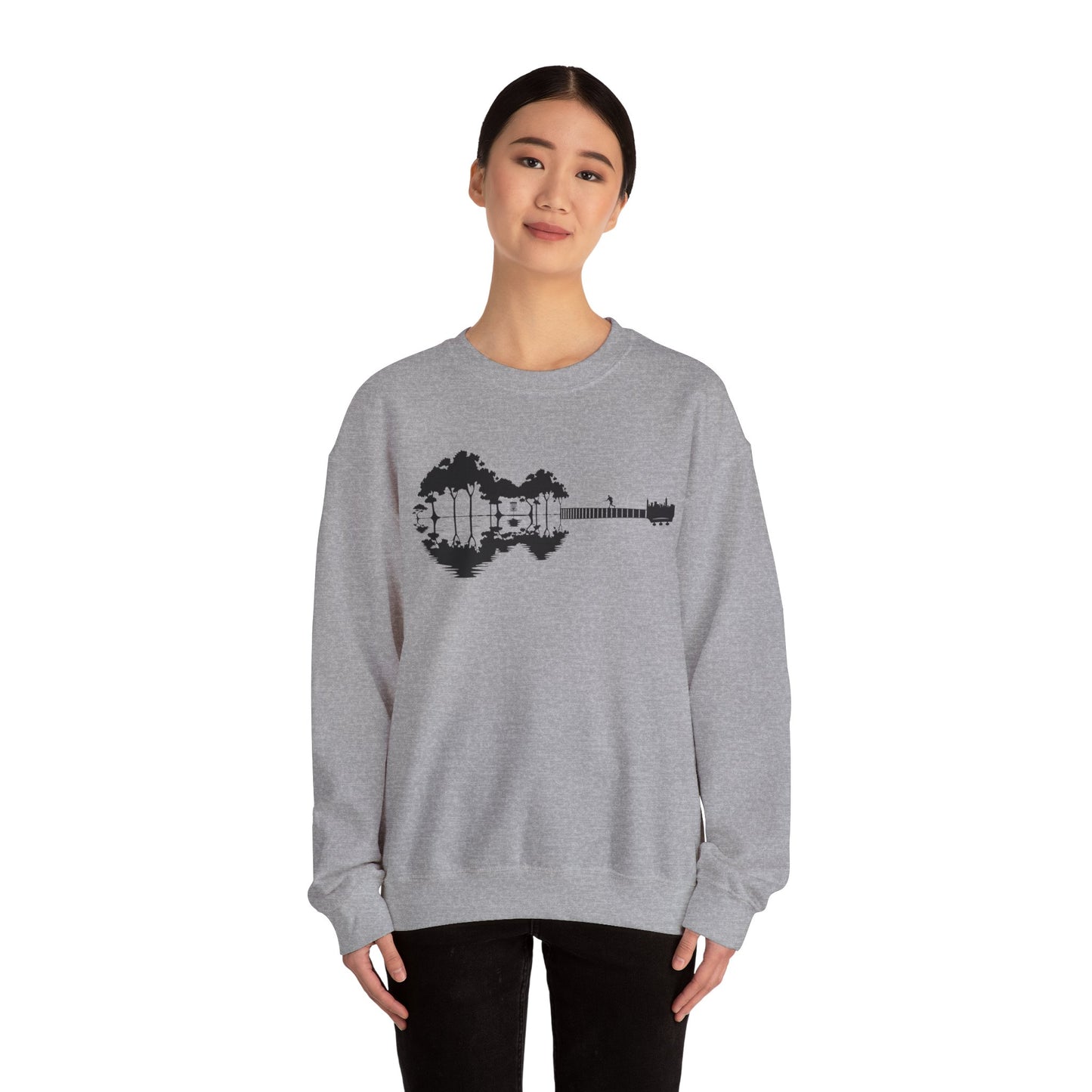 Flyin Colors Unisex Heavy Blend™ Crewneck Sweatshirt With Disc Golf Guitar Image