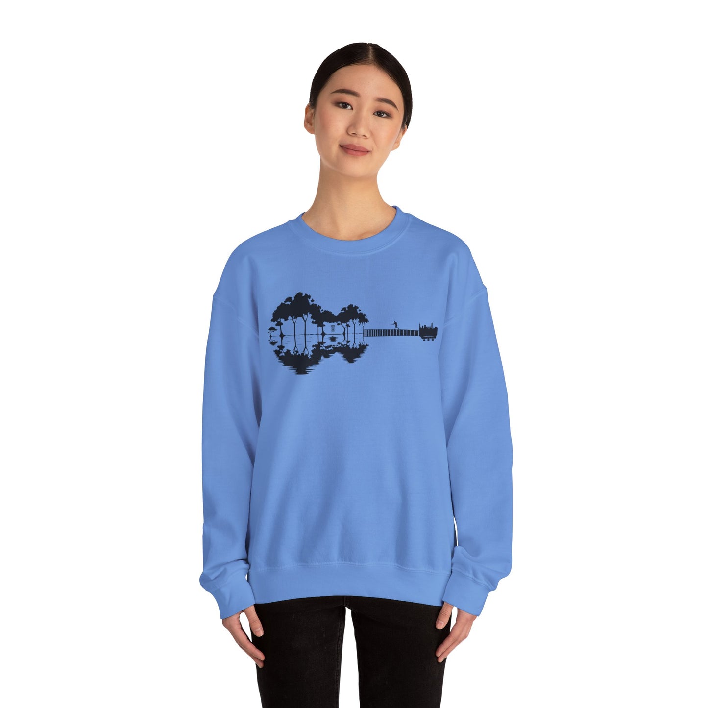 Flyin Colors Unisex Heavy Blend™ Crewneck Sweatshirt With Disc Golf Guitar Image