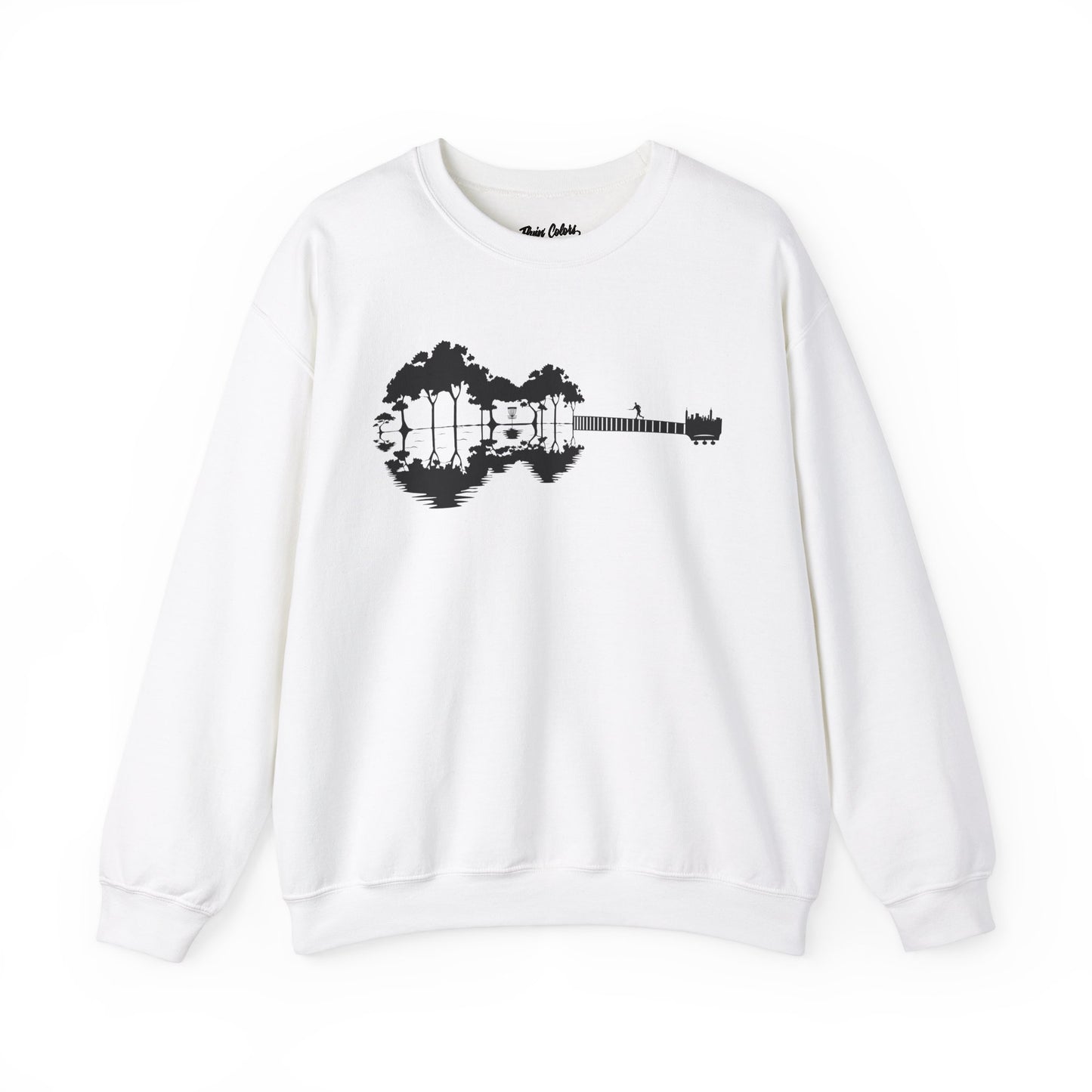 Flyin Colors Unisex Heavy Blend™ Crewneck Sweatshirt With Disc Golf Guitar Image