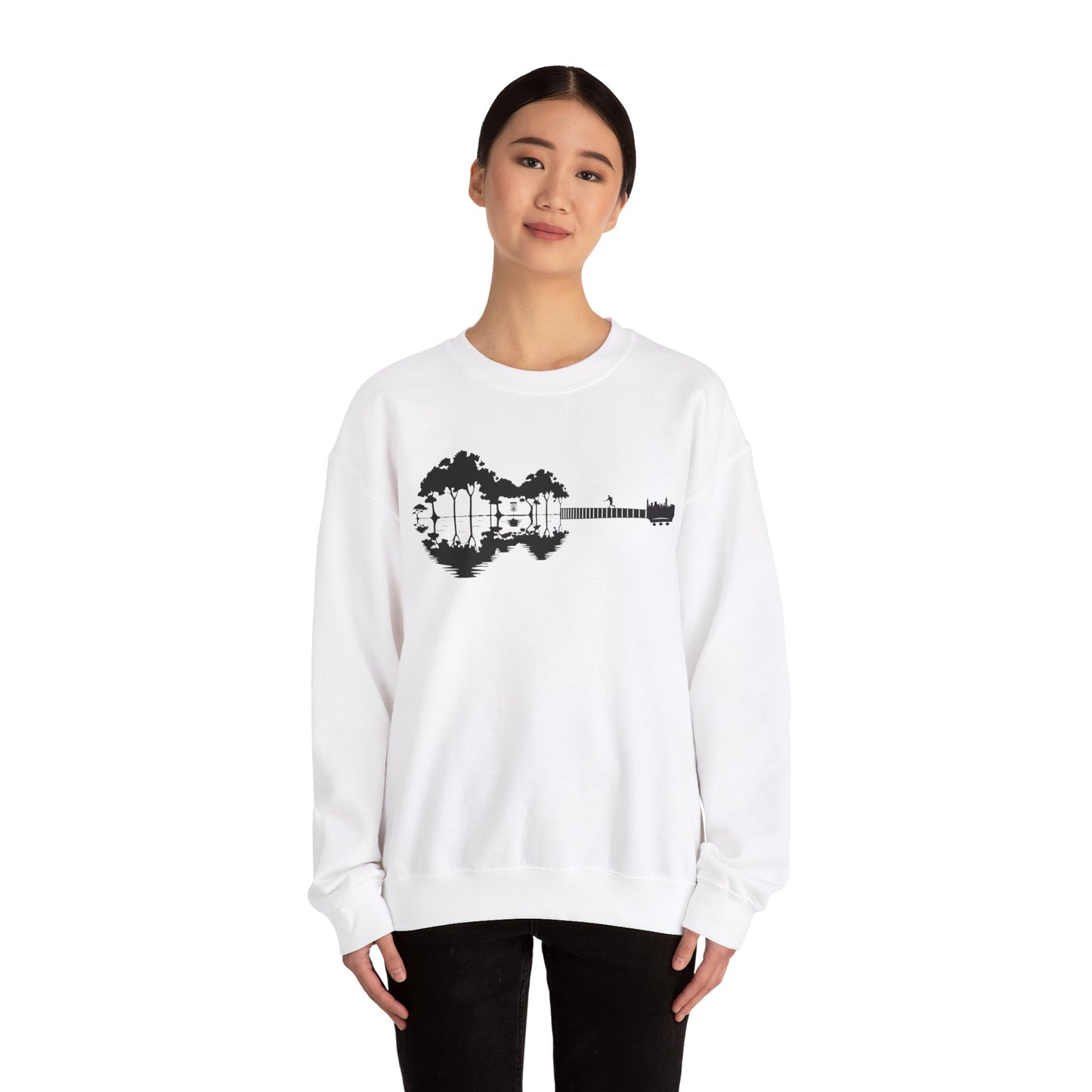 Flyin Colors Unisex Heavy Blend™ Crewneck Sweatshirt With Disc Golf Guitar Image