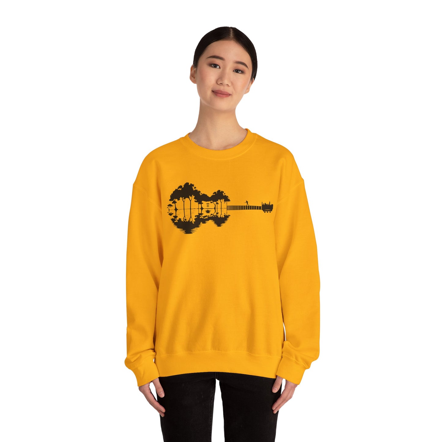 Flyin Colors Unisex Heavy Blend™ Crewneck Sweatshirt With Disc Golf Guitar Image