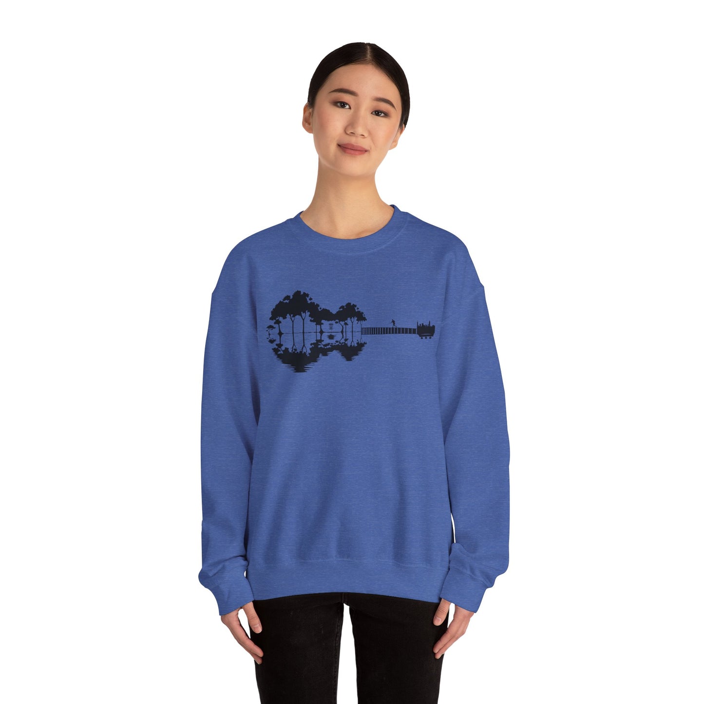 Flyin Colors Unisex Heavy Blend™ Crewneck Sweatshirt With Disc Golf Guitar Image