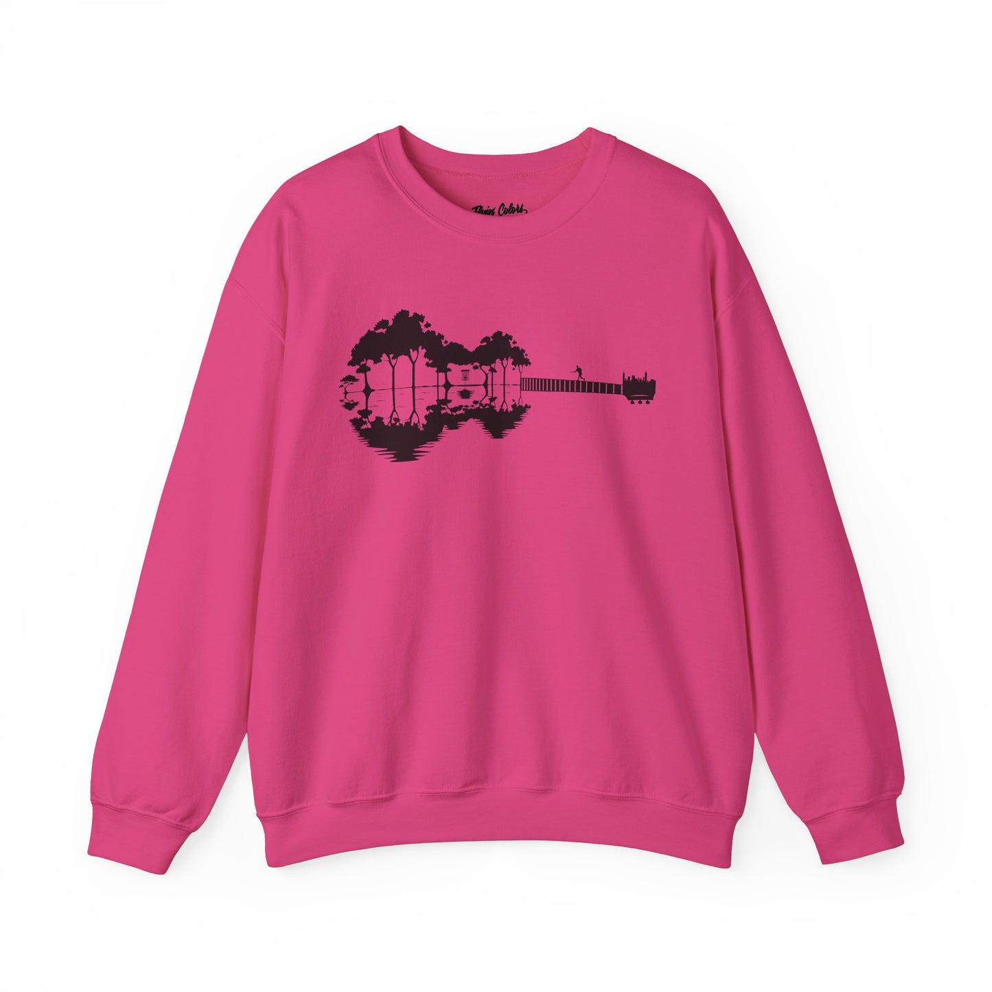 Flyin Colors Unisex Heavy Blend™ Crewneck Sweatshirt With Disc Golf Guitar Image