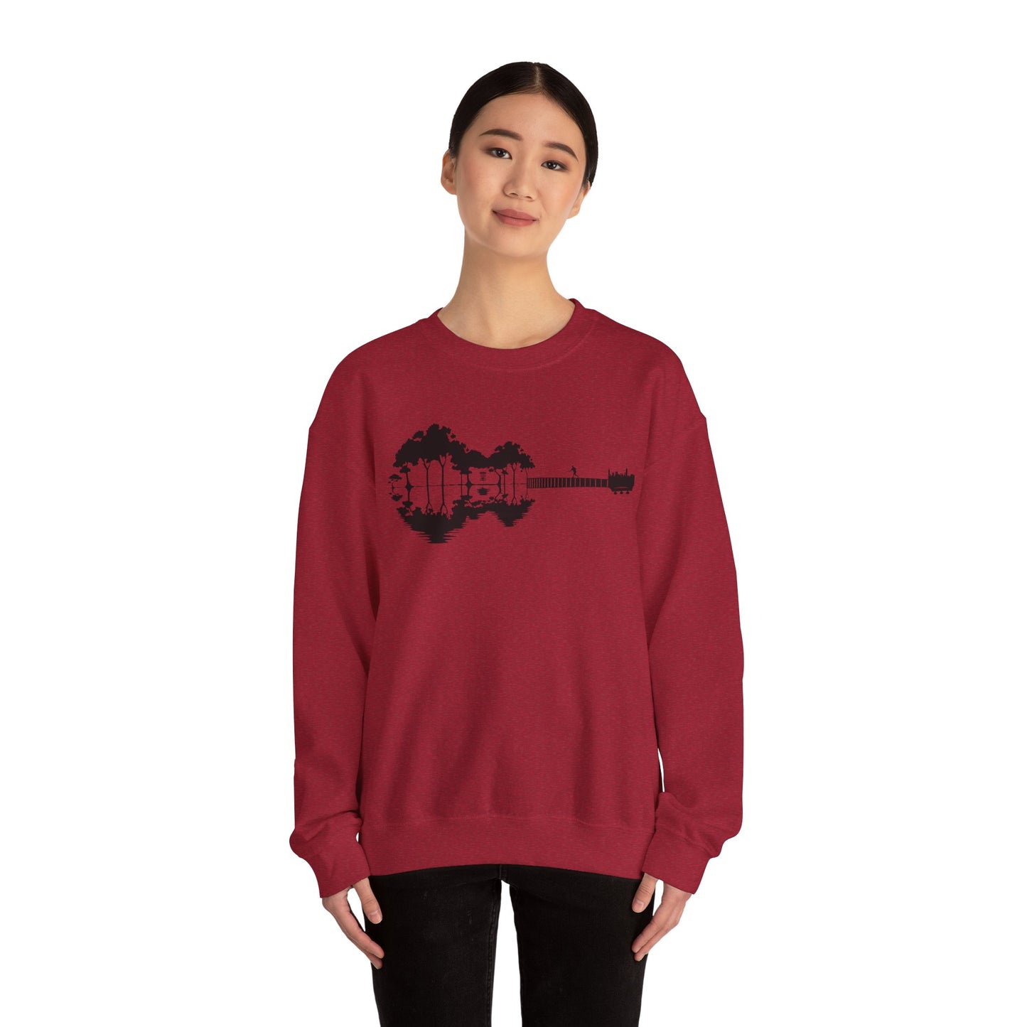 Flyin Colors Unisex Heavy Blend™ Crewneck Sweatshirt With Disc Golf Guitar Image