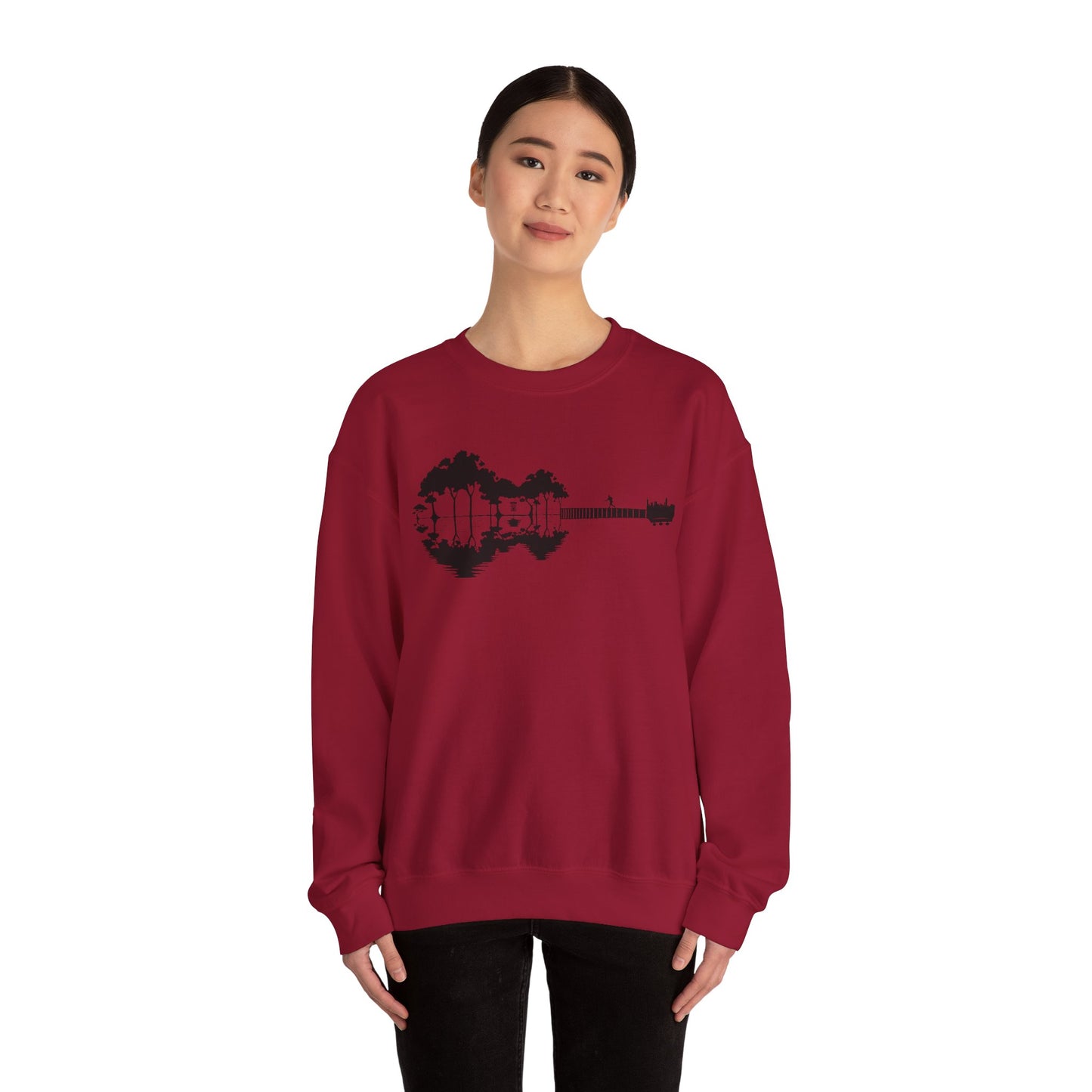 Flyin Colors Unisex Heavy Blend™ Crewneck Sweatshirt With Disc Golf Guitar Image